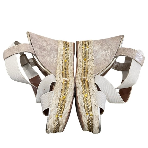 Donald pliner Tilisp platform wedge elastic straps metallic leather sandals 9.5 - Picture 2 of 10